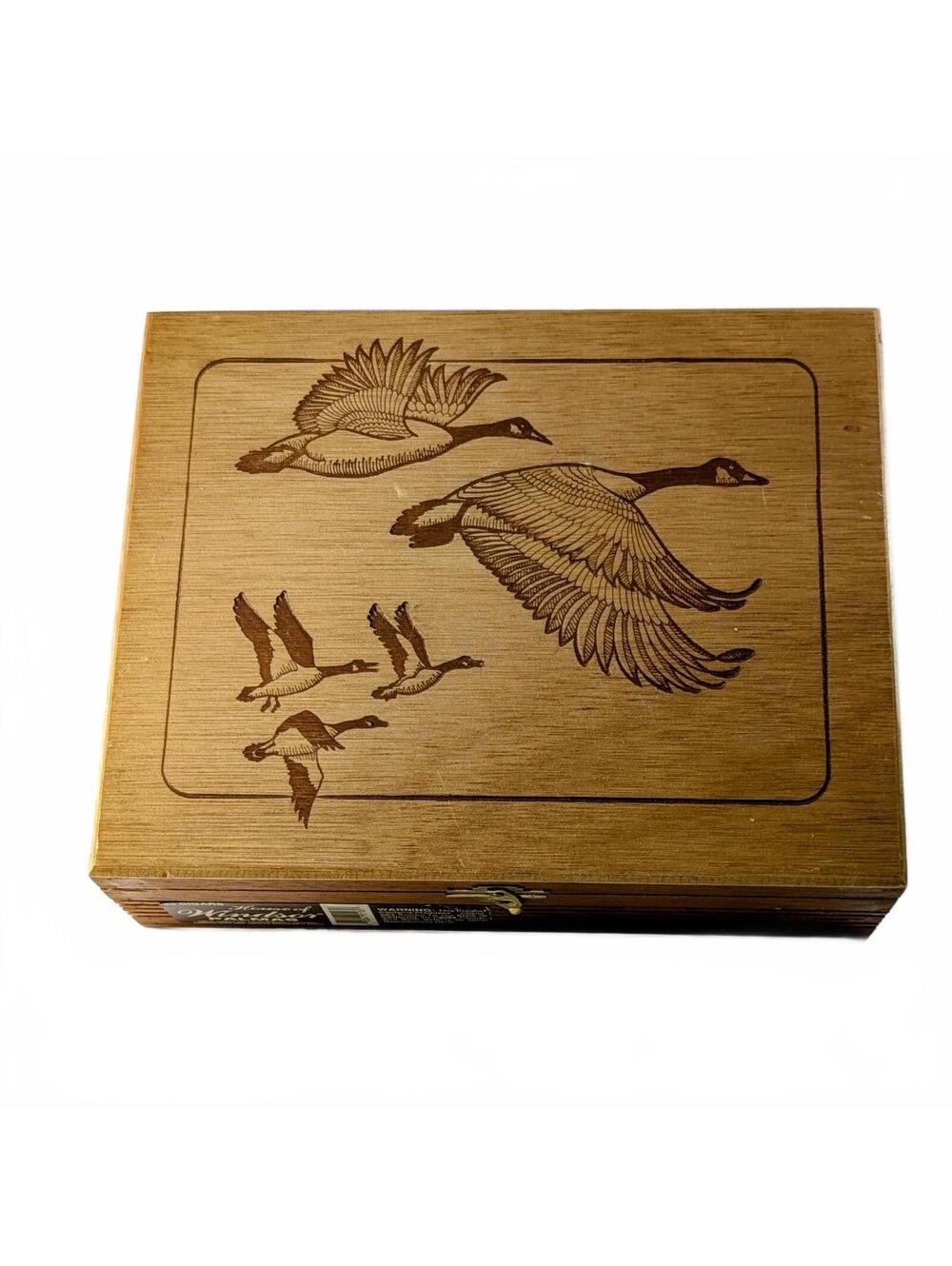 MCM Engraved Geese Wooden Cigar Box